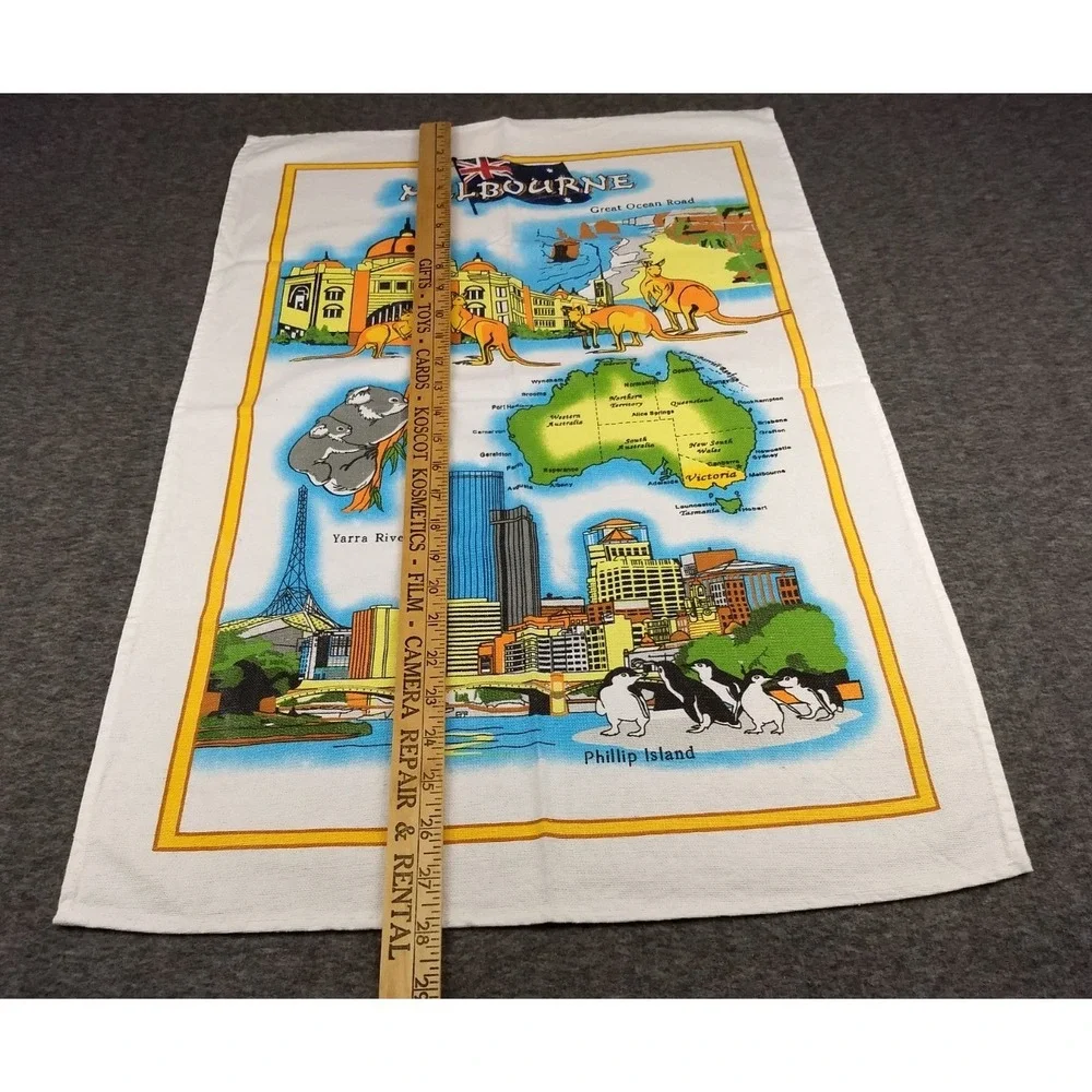 Kitchen Tea Towel Lot of 3 Australia Souvenir 100% Cotton Map Flag Koala Bear